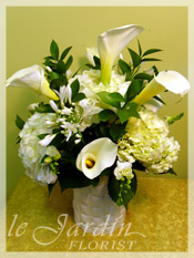 Custom Made Upscale White Flower Arrangements