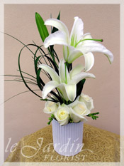 Custom Made Upscale White Flower Arrangements