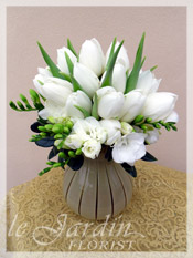 Custom Made Upscale White Flower Arrangements
